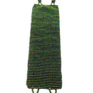 Handmade beaded cuff bracelet green base "peacock" color pallet